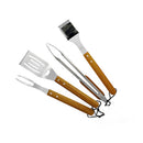 Set 5 Acessori Posate per Barbecue Forchettone Pinza Spatola e Grembiule in Acciaio Inox con Manico in Legno