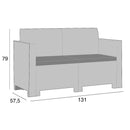 Set da Giardino Divano 2 Poltrone e Tavolino in Polipropilene Tortora