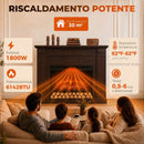 Camino Elettrico da Terra o Incasso 117x30x100 cm con Cornice 1800 W Effetto Fiamma 3D e Timer in Metallo e ABS Marrone      