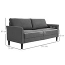 Divano 2 Posti 191x79x87 cm in Tessuto Effetto Lino Grigio