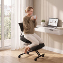 Sedia Ergonomica Posturale 46x85x85,5-103 cm Regolabile con Schienale e Ruote Nero      
