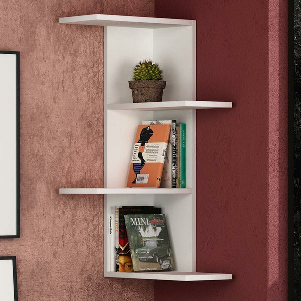 prezzo Libreria Scaffale 42x42x85 cm 4 Ripiani da Parete Angolare in MDF Bianco