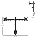 Doppio Supporto Monitor 13"-32" per Scrivania in Acciaio Nero