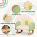 Poltrona per Bambini 18-36 Mesi 50x45x44 cm con Braccioli e Imbottitura Spessa in Sherpa e Legno di Eucalipto Verde      