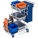 Carrello Pulizie Professionale con 4 Secchi Grigio 