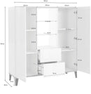 Credenza 2 Ante + 2 Cassetti 120x40x132,5 cm Sunrise Acero Pereira e Ardesia
