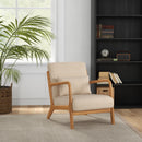 Poltrona in Stile Scandinavo 61x78x76 cm Struttura in Legno Rivestimento in Velluto Beige  