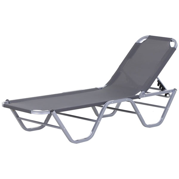 online Lettino Prendisole in Alluminio con Schienale Reclinabile a 5 Livelli 163x58,5x91 cm Argento