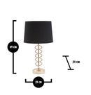 Lampada da Tavolo x Ø28x49 cm in Ferro Carta e Tessuto Oro e Nero