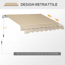 Tenda da Sole Avvolgibile Parasole a Parete Manuale Impermeabile Beige 2.5x2m 