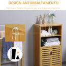 Mobiletto Bagno Salvaspazio 50x29x92 cm Armadietto e 2 Ripiani Aperti in Legno   