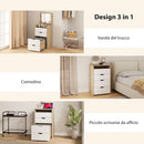 Tavolo da Trucco 3 in 1 con Specchio 50x40x78 cm Vano 2 Cassetti e Sgabello in Legno Bianco e Rovere      