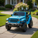 Macchina Elettrica per Bambini Fuoristrada Jeep Wrangler Rubicon 12V con Telecomando Blu