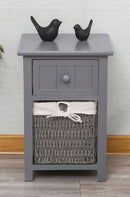 Comodino 2 Cassetti in Legno Massello 28x30x45 cm Fumer Elliot Grigio