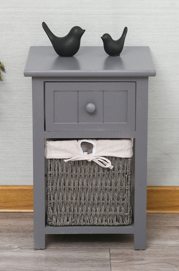 Comodino 2 Cassetti in Legno Massello 28x30x45 cm Fumer Elliot Grigio online