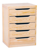 Cassettiera da Tavolo 5 cassetti 39x30x46 cm in Legno di Pino Naturale Seconda Scelta