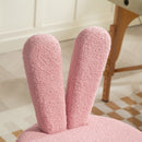 Sedia da Scrivania a Orecchie di Coniglio 53x53x70-84 cm Rivestimento in Pile Teddy Rosa    