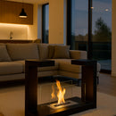 Camino a Bioetanolo da Terra Venus Free Standing Geometrico e Vetri Protettivi Serbatoio 850 ml in Acciaio Verniciato Nero      