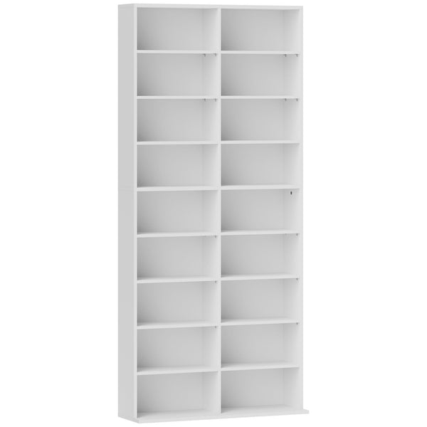 Ripiani per CD e DVD 78,5x24x175 cm con 18 scomparti Capacità 640 CD-360 DVD-430 Blu-ray in Legno Bianco online