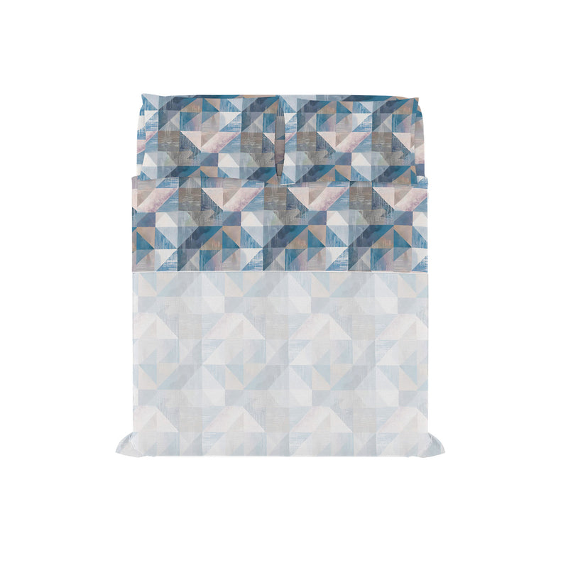 Set Lenzuola con Stampa Sopra Sotto e Federe Linea River Sepik Blue Varie Misure