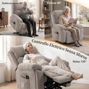 Poltrona Alzapersona Reclinabile 97x97x104 cm Riscaldata e Massaggiante 8 Punti con 2 Telecomandi in Ciniglia Beige      