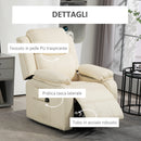 Poltrona Alzapersona Reclinabile a 160° con Poggiapiedi e Telecomando 76x90x105 cm Crema  