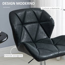 Set 2 Sgabelli da Bar 51,5x57,5x93-114,5 cm in Similpelle Nero