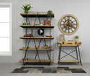 Libreria Trox 119,5x44x187 cm Legno di Abete e MDF e FERRO Marrone e Grigio