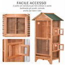 Gabbia per Uccelli 80,5x57x153 cm 3 Aperture con 4 Posatoi e Vassoio Rimovibile in Legno e Metallo Arancione  