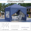 Gazebo Pieghevole da Giardino 2,95x2,95x2,58m in Acciaio e Tessuto Oxford Blu
