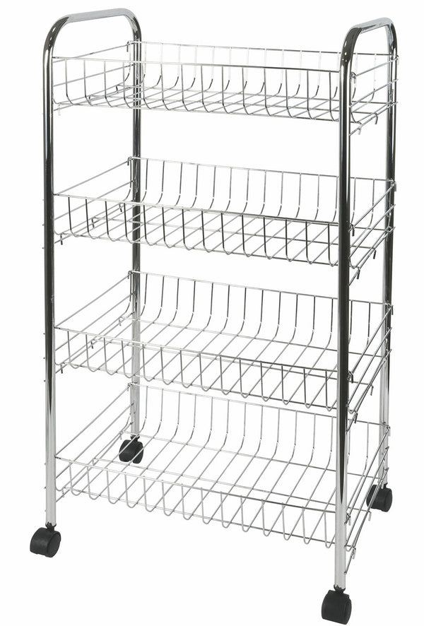 Carrello da Cucina 4 Ripiani 41x26,5x75 cm in Metallo Cromato sconto