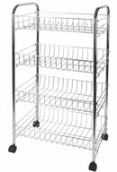 Carrello da Cucina 4 Ripiani 41x26,5x75 cm in Metallo Cromato