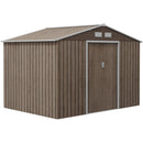 Casetta da Giardino con 4 Prese d'Aria e 2 Porte Scorrevoli 277x195x192 cm in Acciaio Marrone Chiaro 
