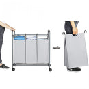 Carrello Portabiancheria 77x41x81,5 cm 3 Sacchi in Acciaio Grigio