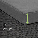 Set Salotto Divano da Giardino con Pouf Contenitore in Polyrattan Grigio Scuro