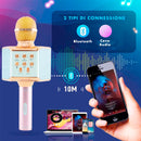 Microfono Karaoke Wireless con Luci Led Registra Canta e Riproduce Musica Rosa