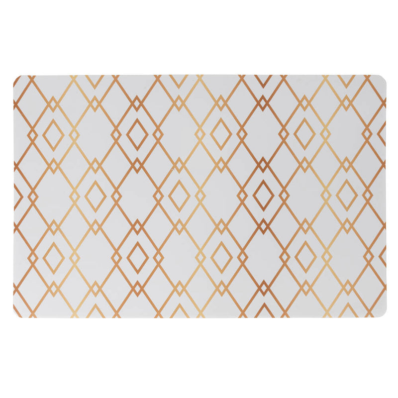 Set 6 Tovagliette 45x30x0,1 cm  in PVC VdE Tivoli 1996 Charleston Bianco e Oro