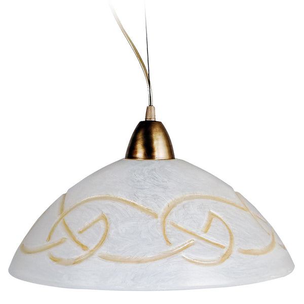 Sospensione D40 1xE27 Montatura Oro Vetro Graffio Bianco-Ambra E-Energy Ada online