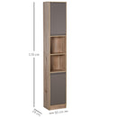 Mobile a Colonna per Bagno in Legno 30x24x170 cm  Grigio e Rovere