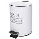 Pattumiera "Toilette" 3 Litri Ø17x23,5 cm in Plastica VdE Tivoli 1996 Bianco