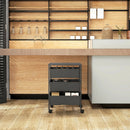 Carrello Multiuso 40,8x33,5x60,5 cm con 3 Cestini Estraibili e Ruote per Cucina e Ufficio in Acciaio e PP Nero      