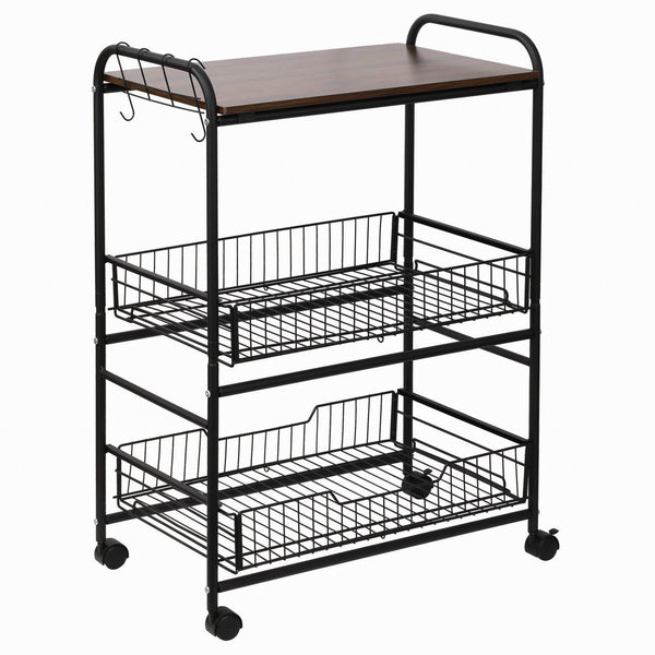 online Carrello da Cucina 60x38x85,5 cm in Legno e Metallo Nero