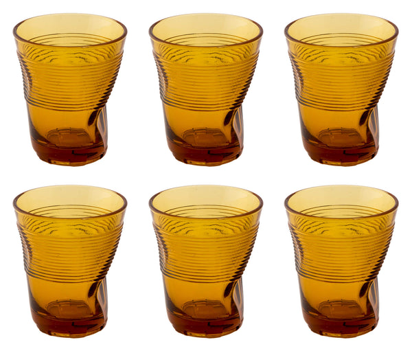 acquista Set 6 Bicchieri Accartocciati 36 cl Ø9 cm in Vetro Pressato Kaleidos Ambra