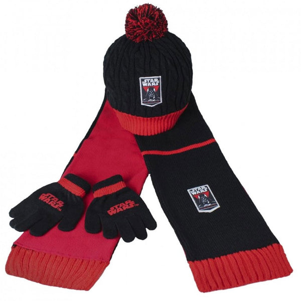 Set Invernale Cappello Sciarpa e Guanti per Bambino Taglia Unica Star Wars Rosso Nero acquista