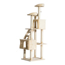 Albero Tiragraffi in Bambù con Morbido Peluche Beige 60x50x180 cm 