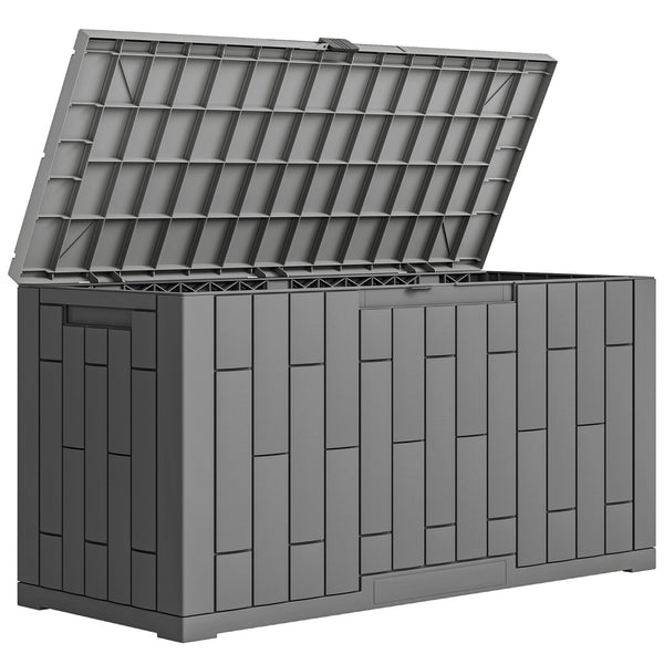 sconto Baule da Giardino 106,5x43x54,5 cm Capacità 227L con Chiusura a Chiave in Resina Impermeabile e Anti UV Grigio