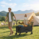 Carrello da Giardino 80L Pieghevole con Maniglia Regolabile, in Metallo e Tessuto Oxford, 78x47.5x92 cm, Nero      