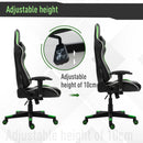 Sedia da Gaming Ergonomica 72x54x126-136 cm in PVC  Nera e Verde