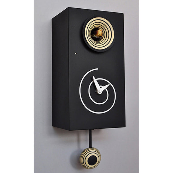 sconto Orologio a Cucù da Parete 13X25X12Cm Pirondini Italia Spirale Nero