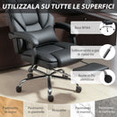 Sedia da Ufficio Presidenziale 69x72x118-126 cm con Poggiapiedi e Supporto Lombare in Pelle PU Nero  